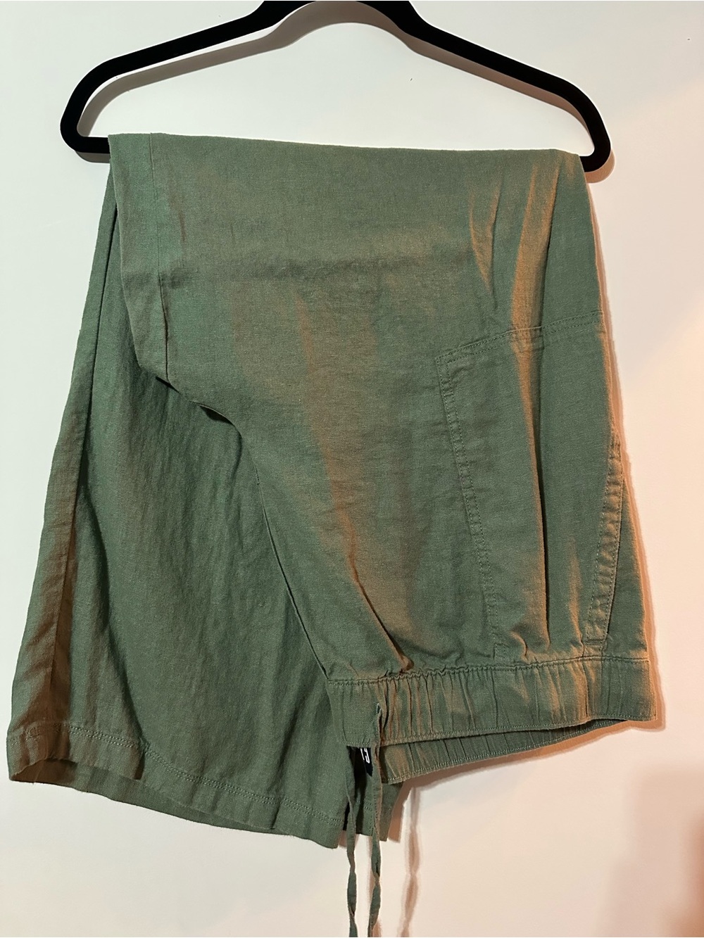 GAP Olive Green Straight-Leg Drawstring Linen Pants